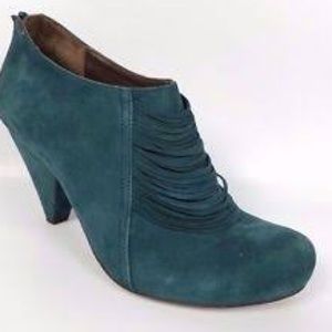 Coclico Suede Draped Fringe Booties